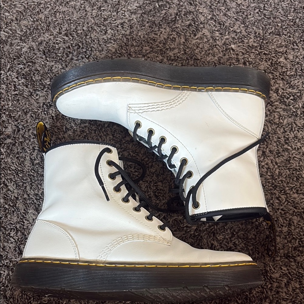 Dr. Martens White and Black Combat Boots